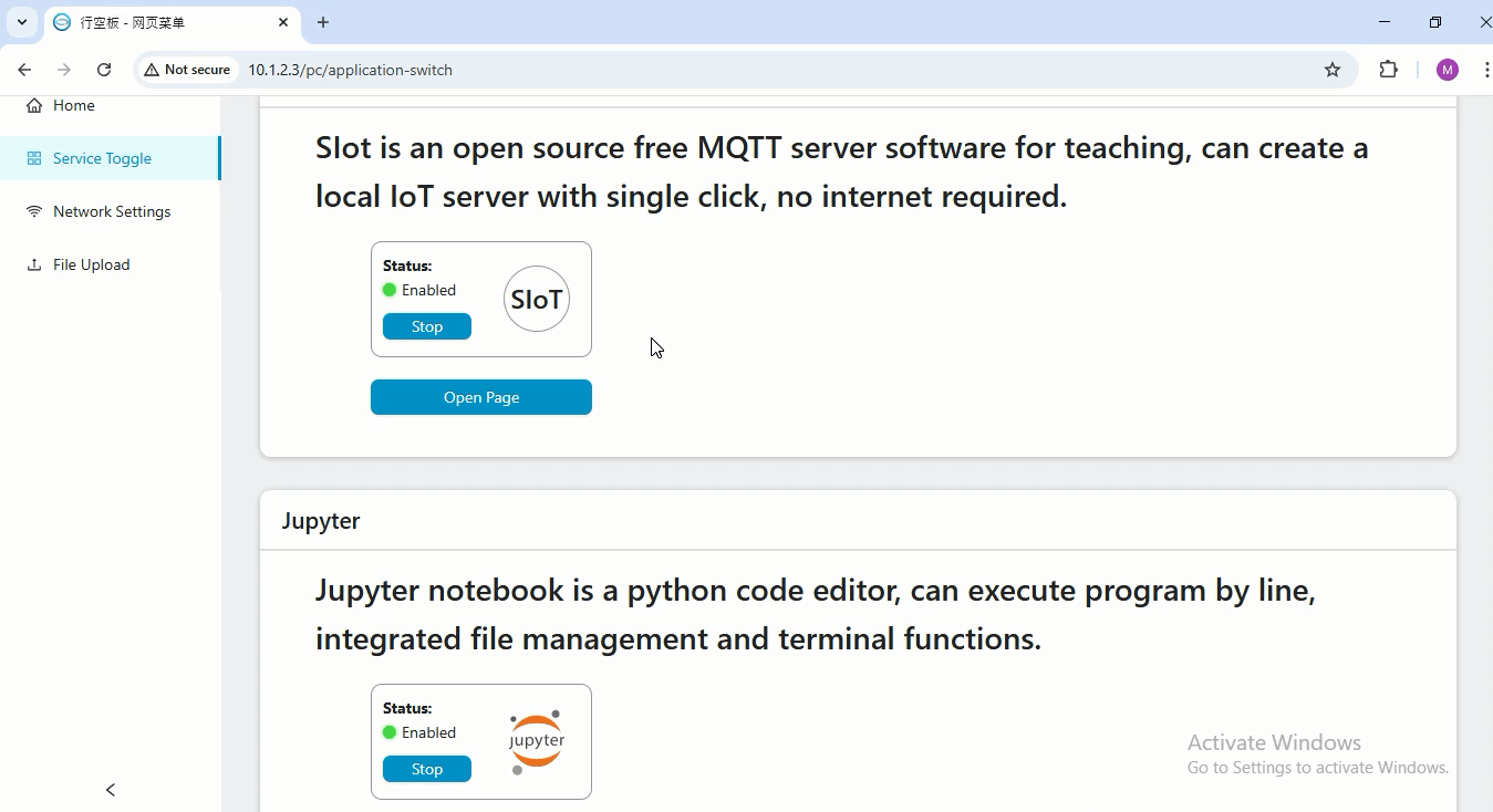 Opening Jupyter Notebook on the UNIHIKER M10 for Python programming