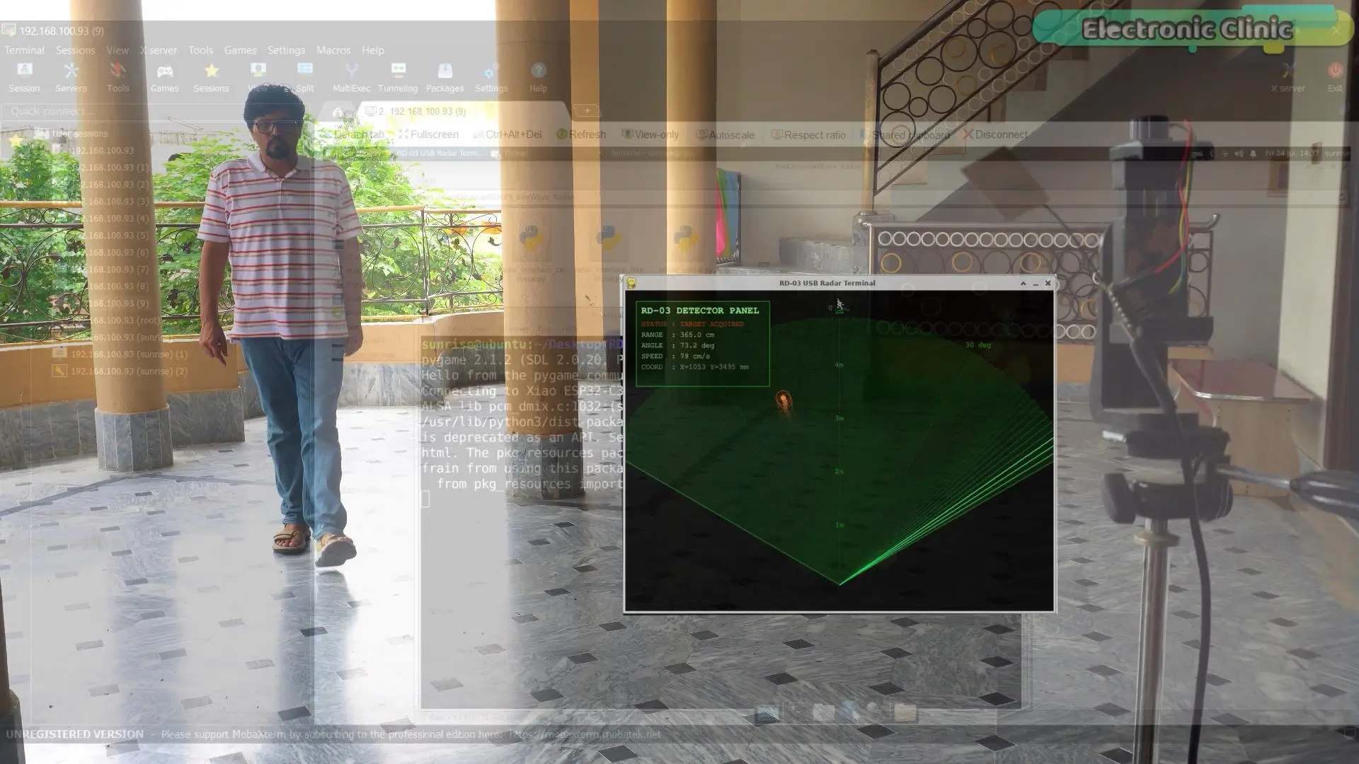 Running radar_interface.py for real-time RD-03D radar tracking on RDK X5
