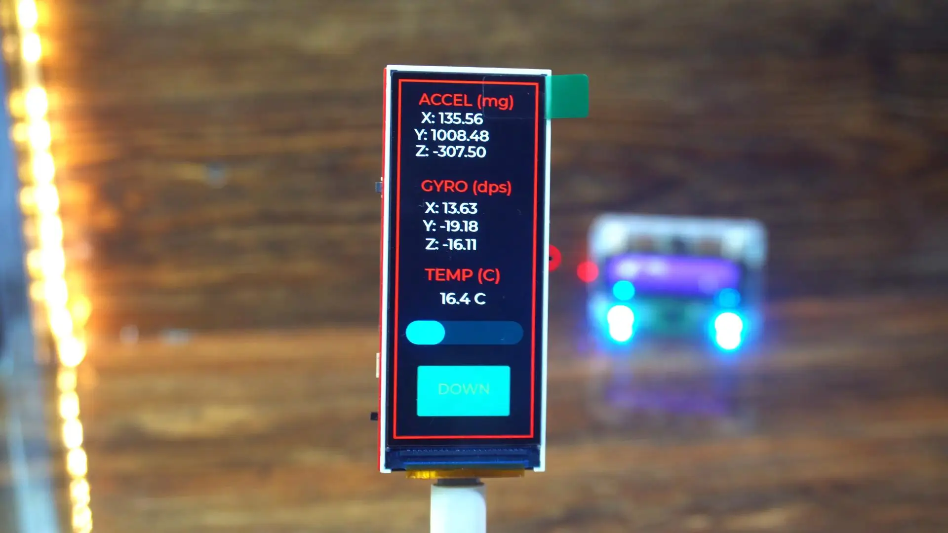 Real-time IMU and gyroscope data displayed on ESP32-S3 dashboard