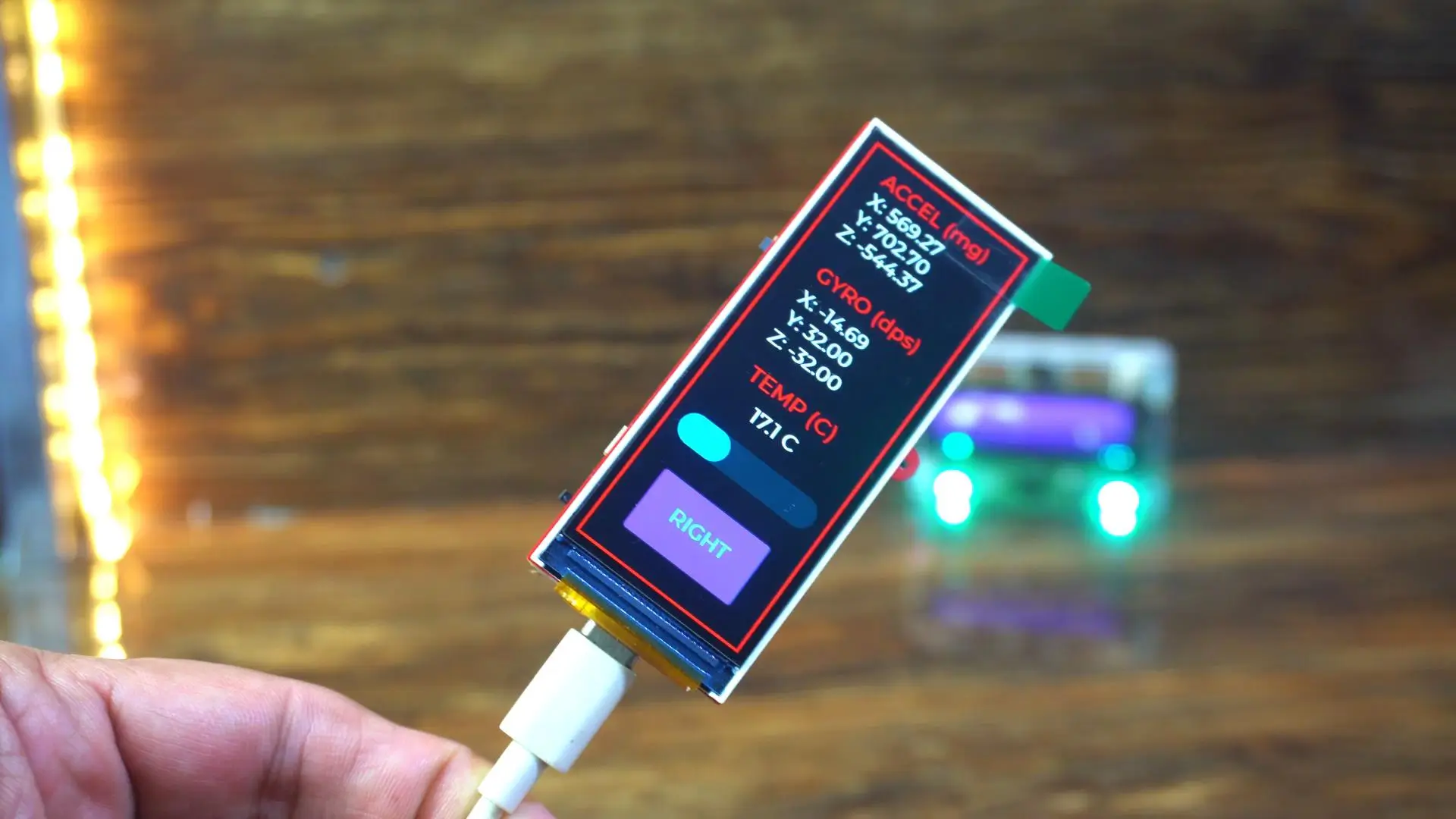 Right tilt detection using IMU sensor on ESP32-S3