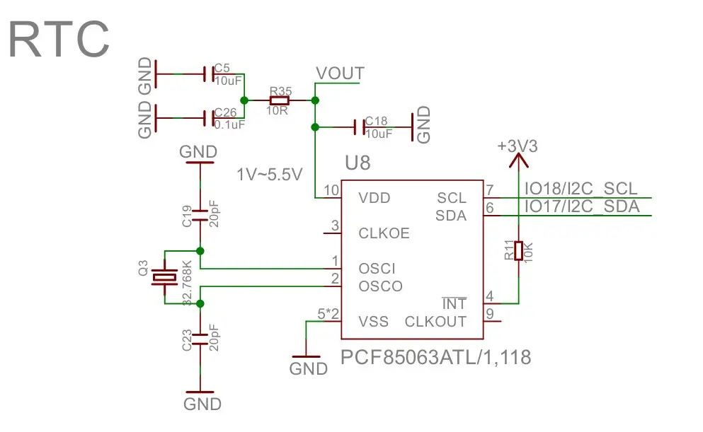 RTC chip on ESP32-S3 development board for real-time clock applications