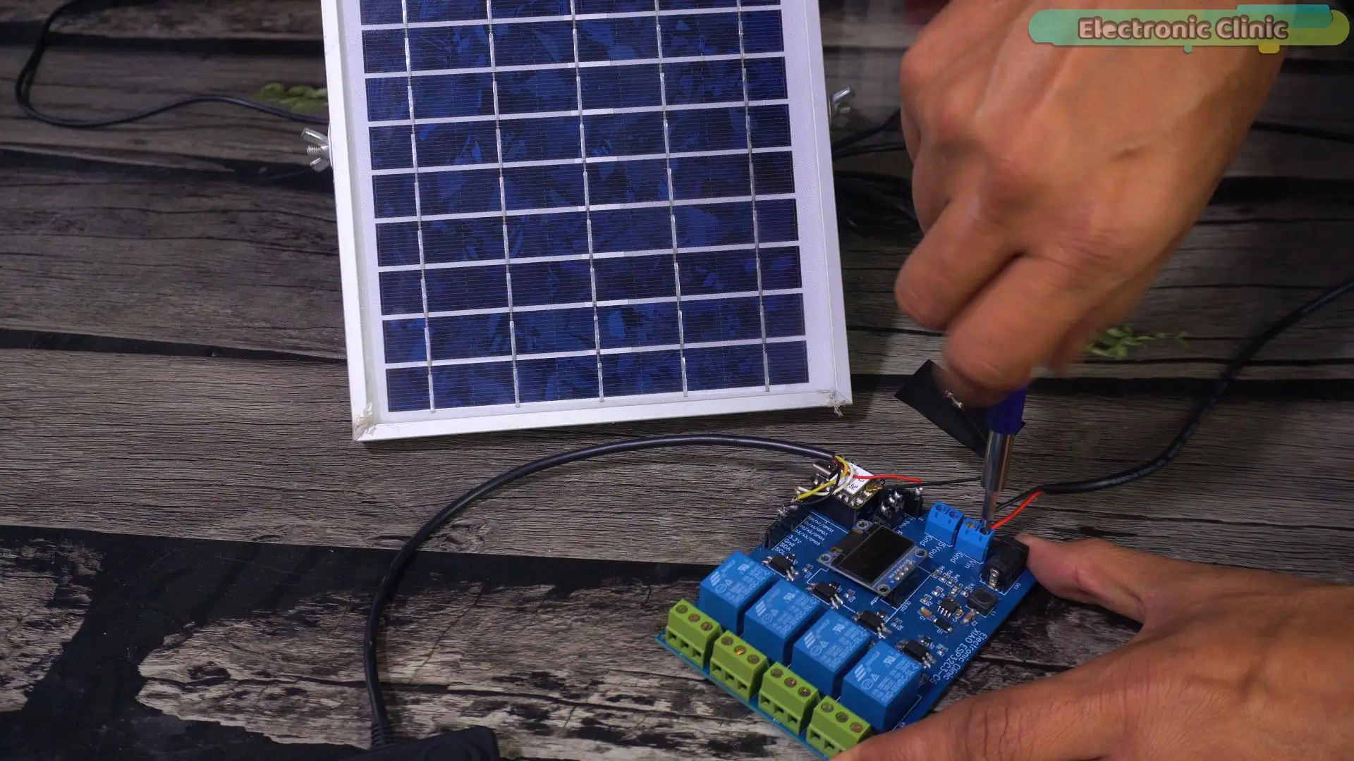 Solar panel connected to ESP32C3 for solar-powered water tank level sensor