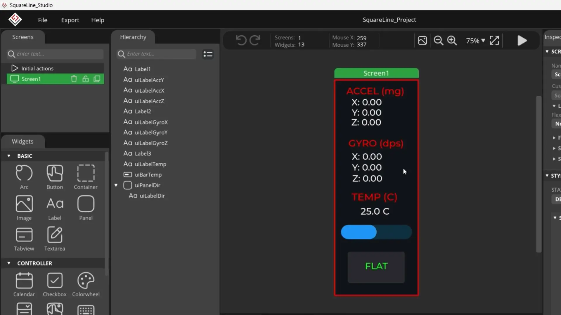 UI designed in SquareLine Studio for an ESP32-S3 project