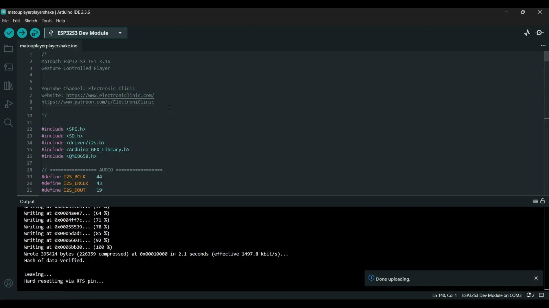 Uploading code into ESP32-S3 development board using Arduino IDE