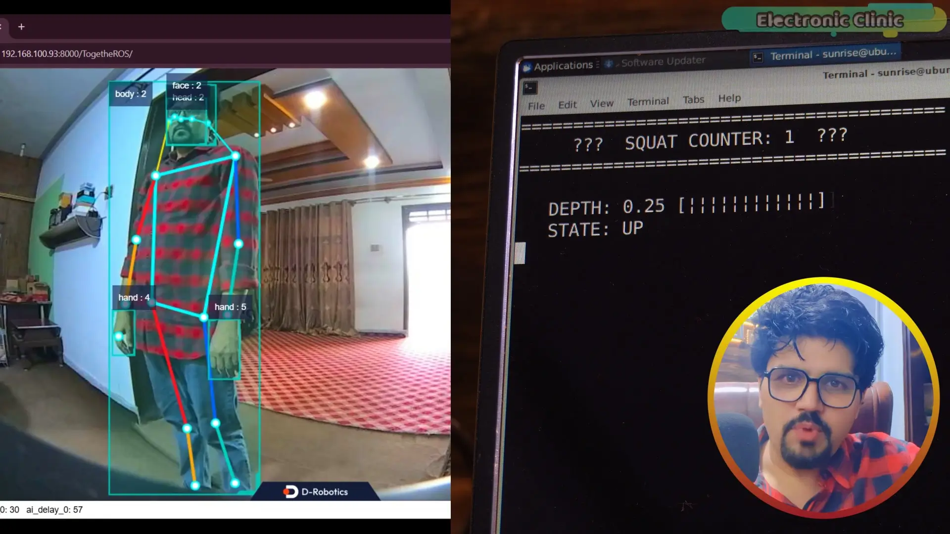 AI Squats Counter Watching Body Movement Using RDK X5