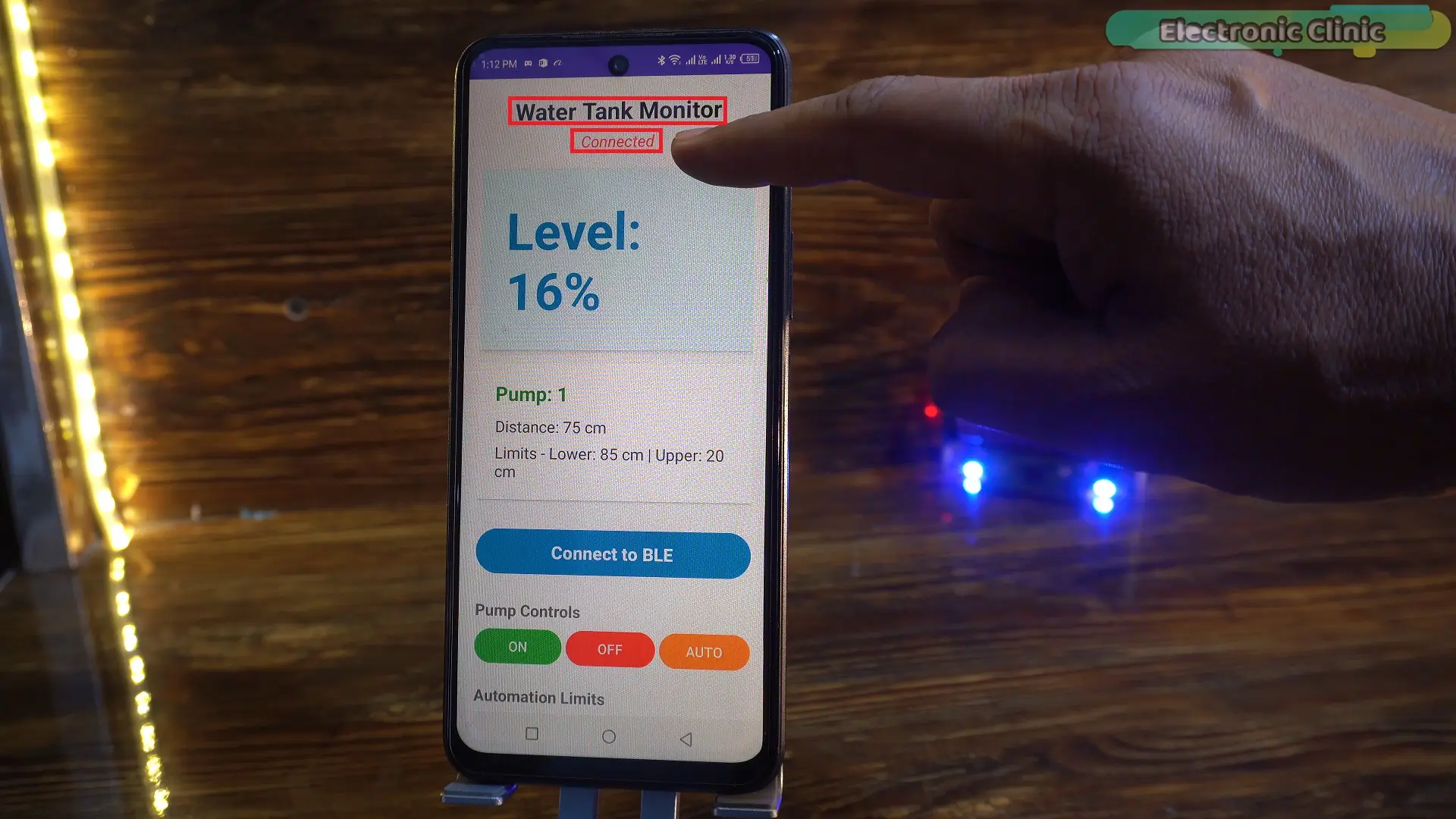 Water level monitoring on a cell phone using an ESP32 project