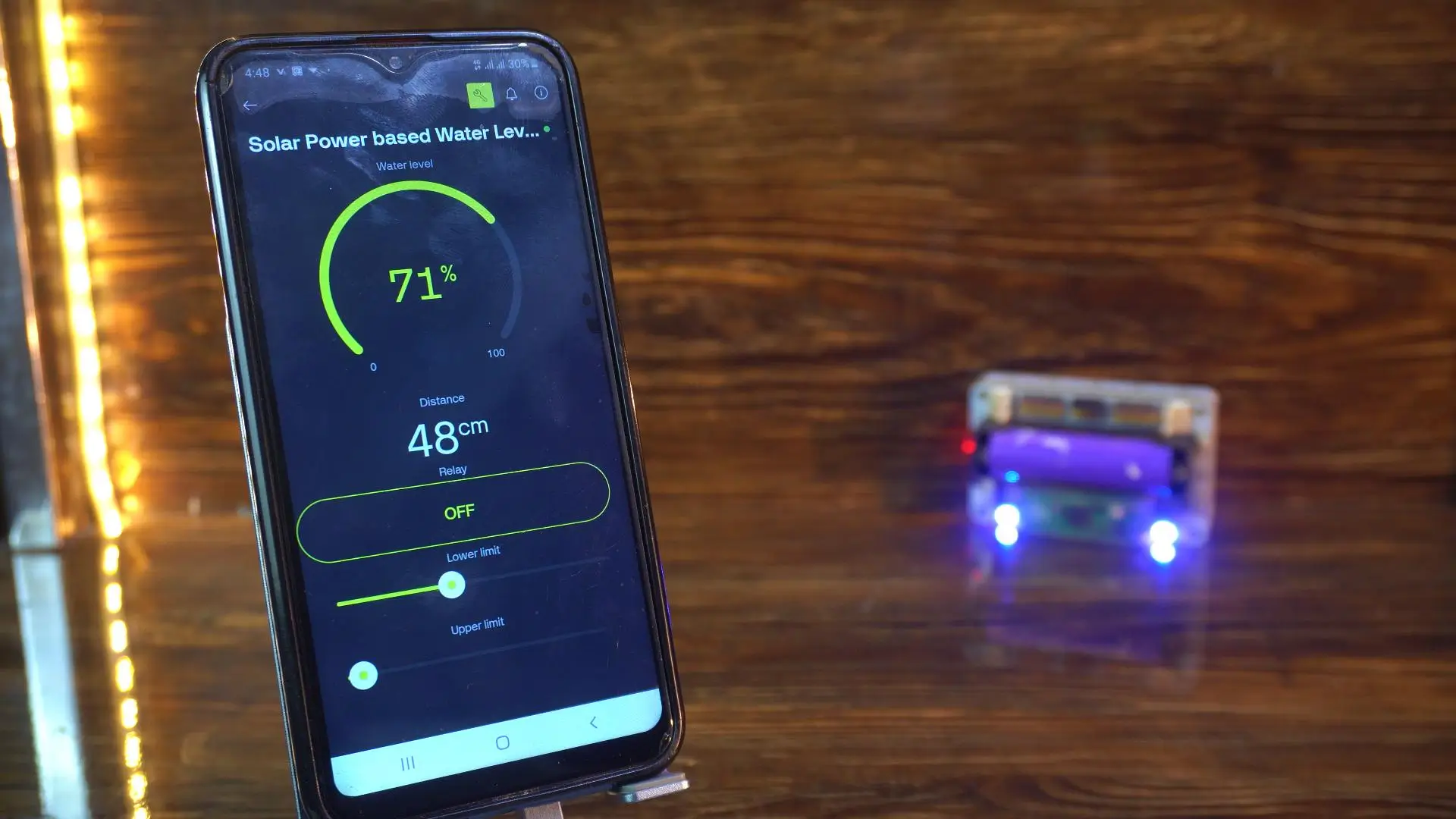 Water level monitoring on a mobile phone using Blynk IoT