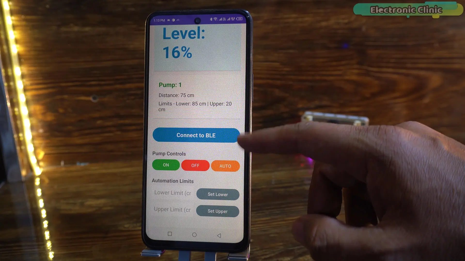 Water Tank Level Sensor connected to a smartphone app for real-time monitoring