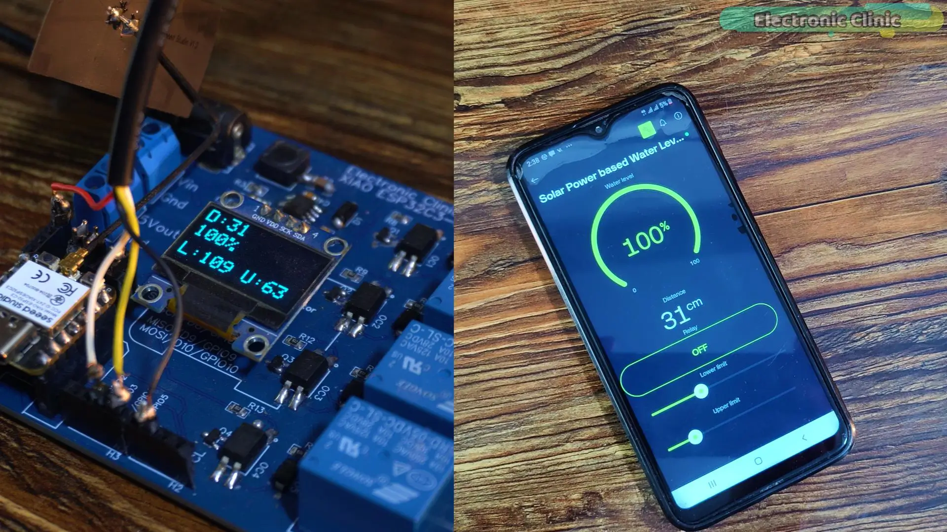 Water tank lower and upper level limits stored in EEPROM