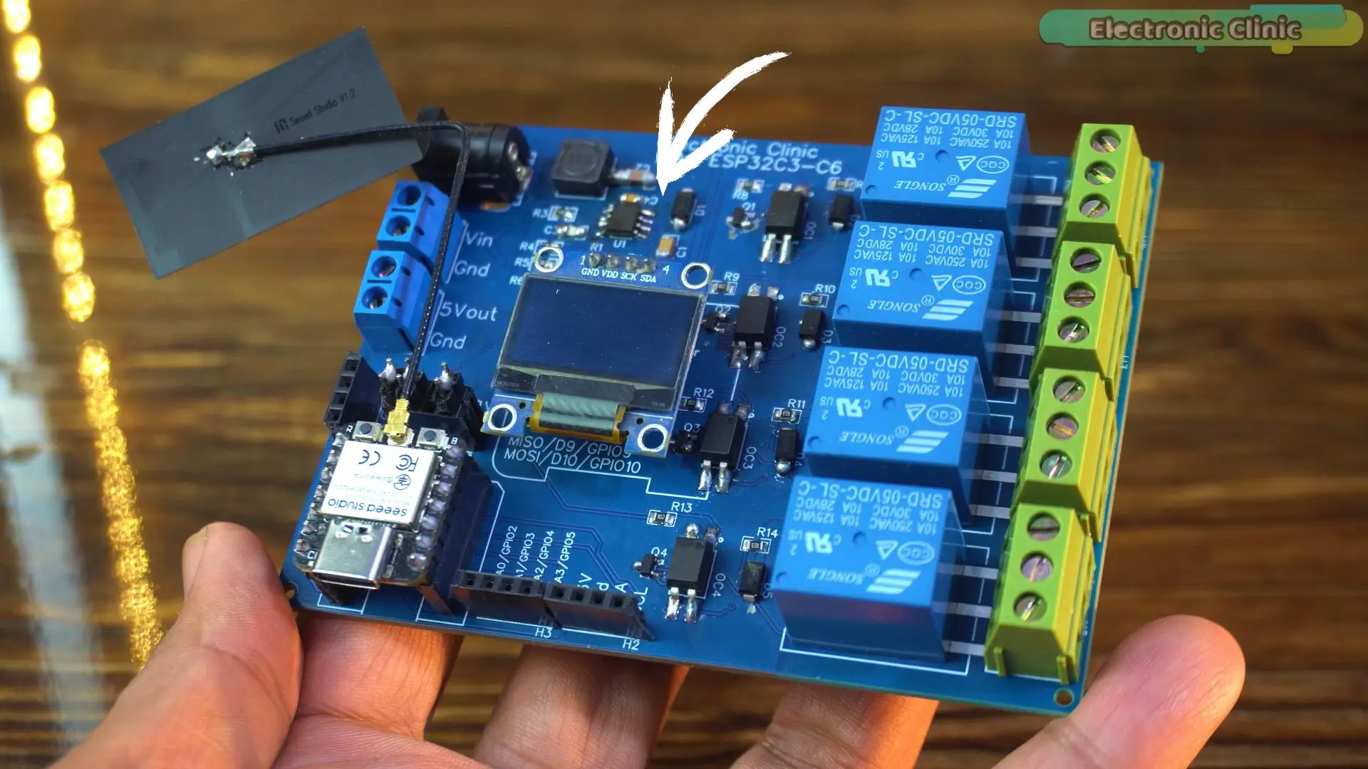 Xiao ESP32C3 PCB board for solar-powered water tank level sensor