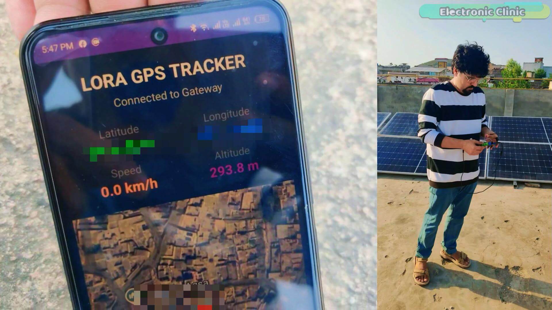 ESP32 GPS tracker showing rooftop altitude telemetry
