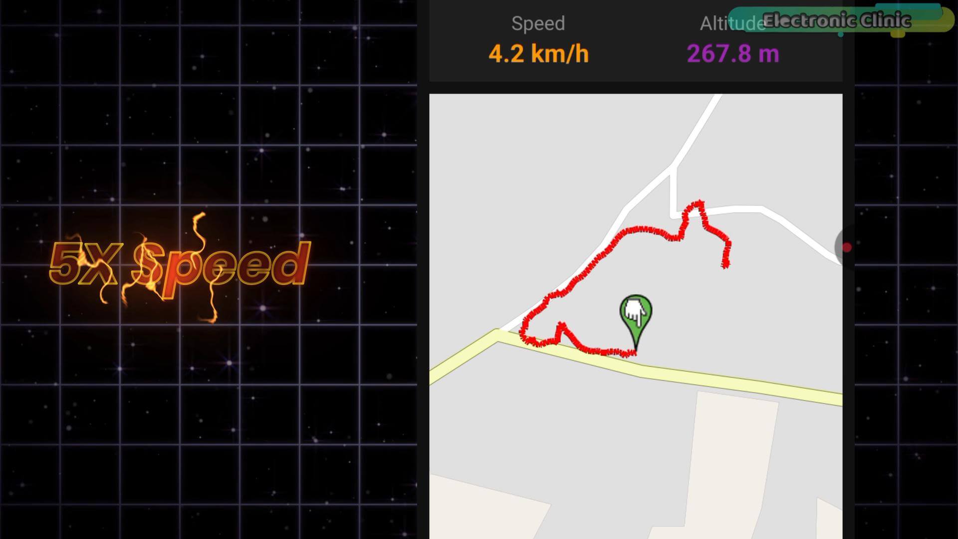 LoRa GPS tracker app showing a completed route loop on the map