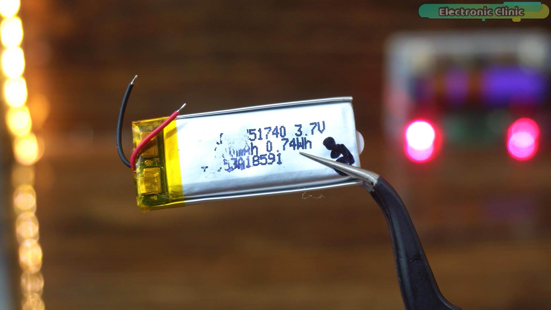 3.7V 200mAh LiPo battery powering an ESP32 GPS tracker