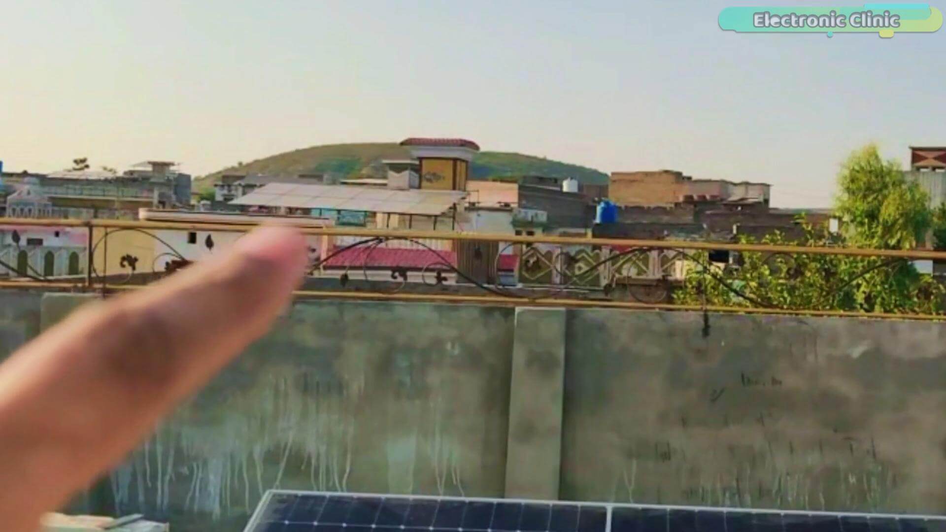 Rooftop GPS testing location with surrounding terrain overview